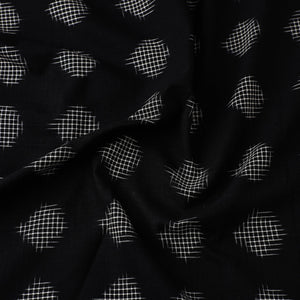 Black - Handloom Cotton Pochampally Double Ikat Fabric