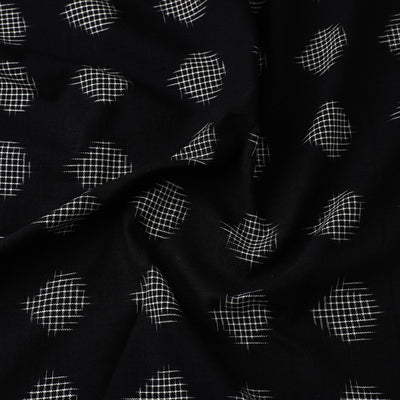 Black - Handloom Cotton Pochampally Double Ikat Fabric