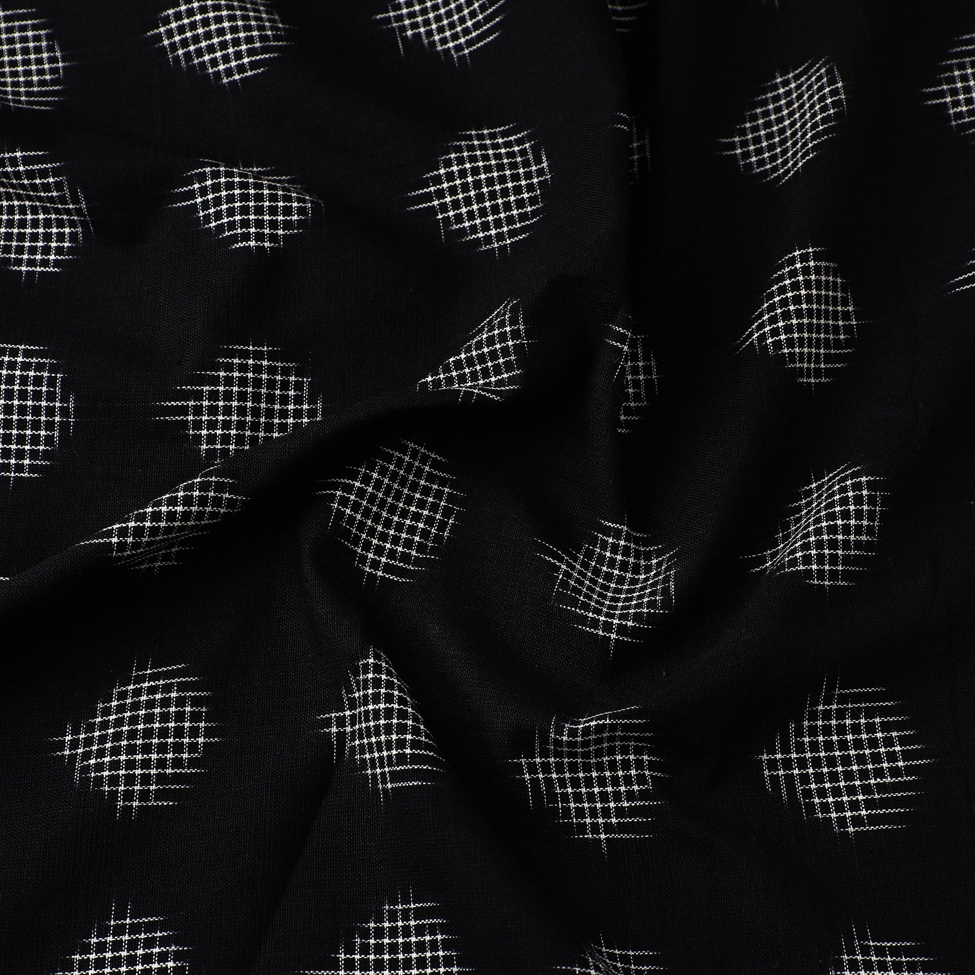 Black - Handloom Cotton Pochampally Double Ikat Fabric