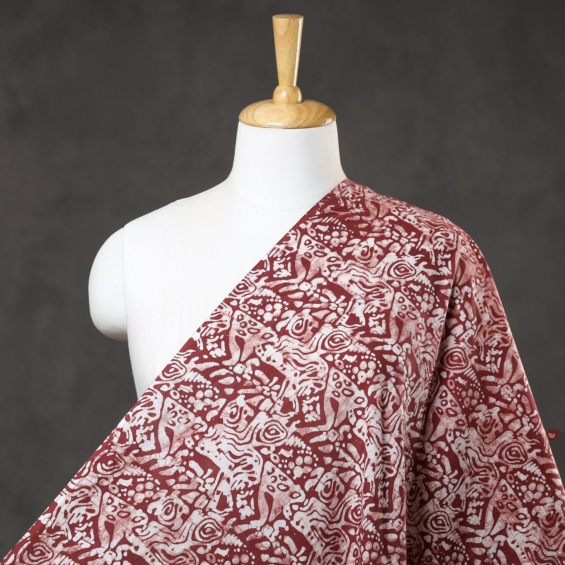 Brown - Hand Printed Cotton Batik Fabric 47