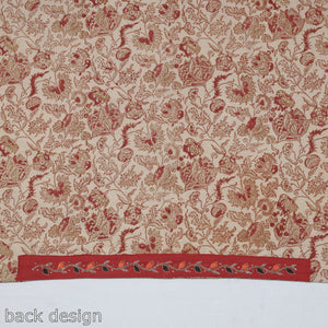 Beige - Zardozi Hand Embroidered Kalamkari Cotton Blouse Piece