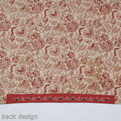 Beige - Zardozi Hand Embroidered Kalamkari Cotton Blouse Piece