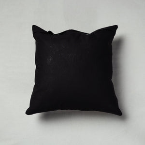 Black - Pipli Applique Work Cotton Cushion Cover (16 x 16 in)