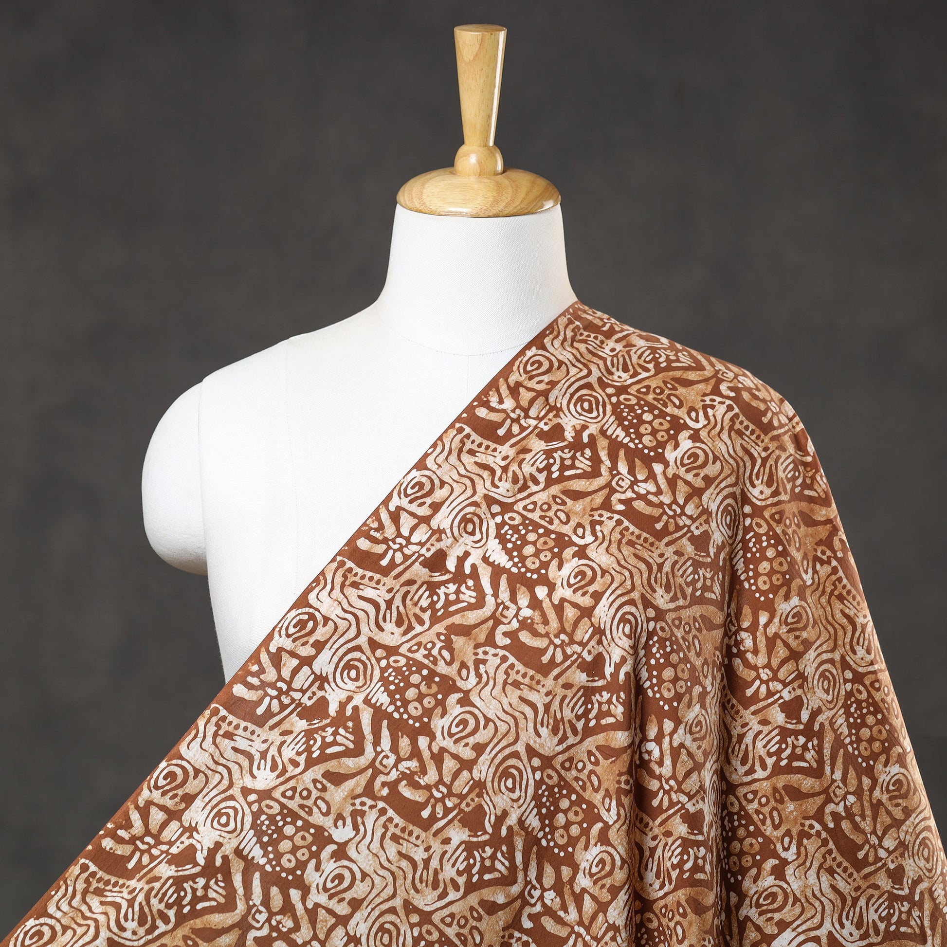 Brown - Hand Printed Cotton Batik Fabric 50