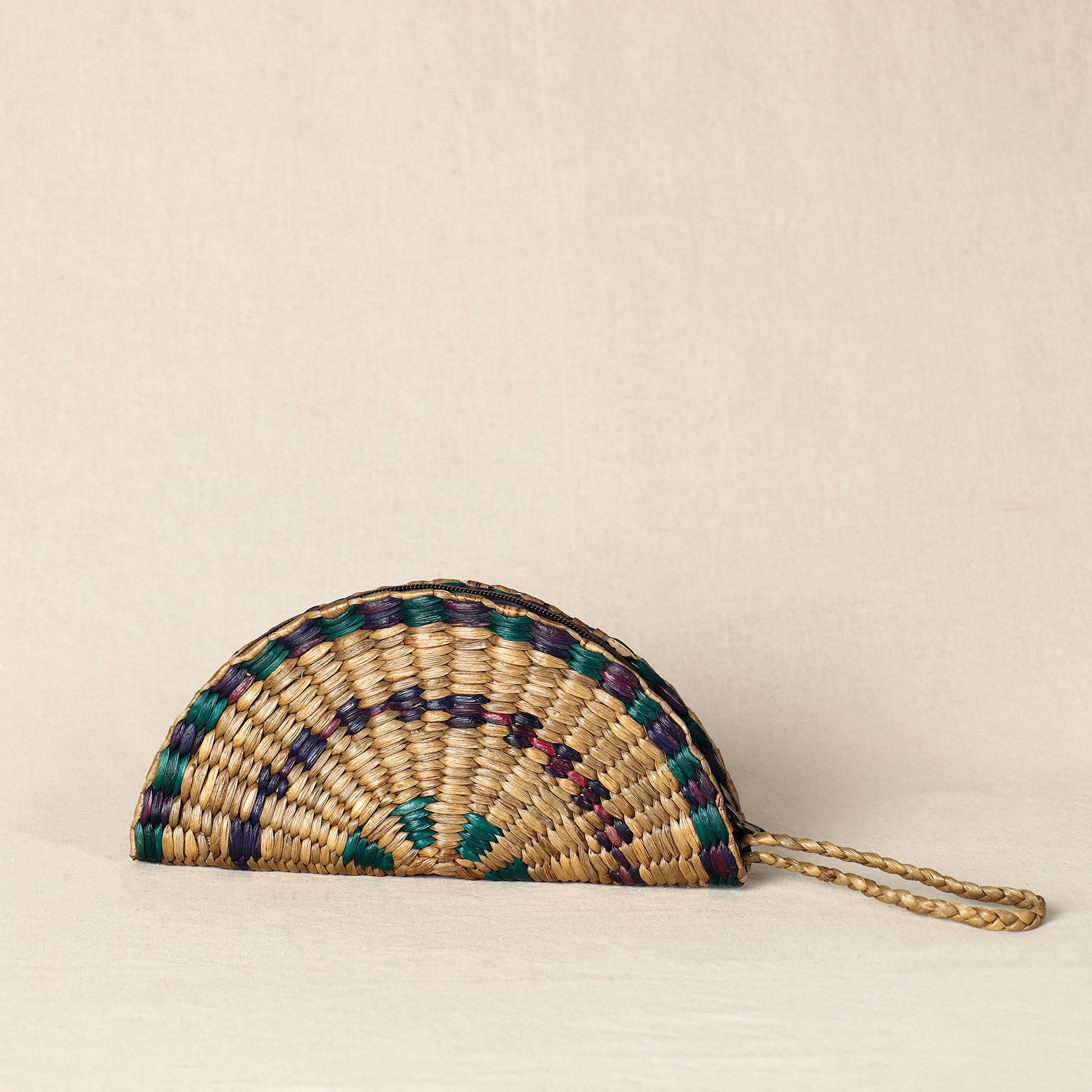 Beige - Handmade Organic Water Hyacinth Hand Purse from Assam