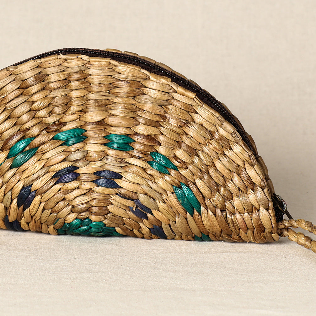 Beige - Handmade Organic Water Hyacinth Hand Purse from Assam