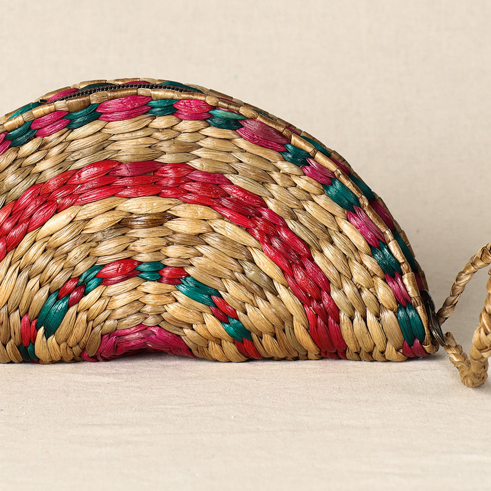 Beige - Handmade Organic Water Hyacinth Hand Purse from Assam