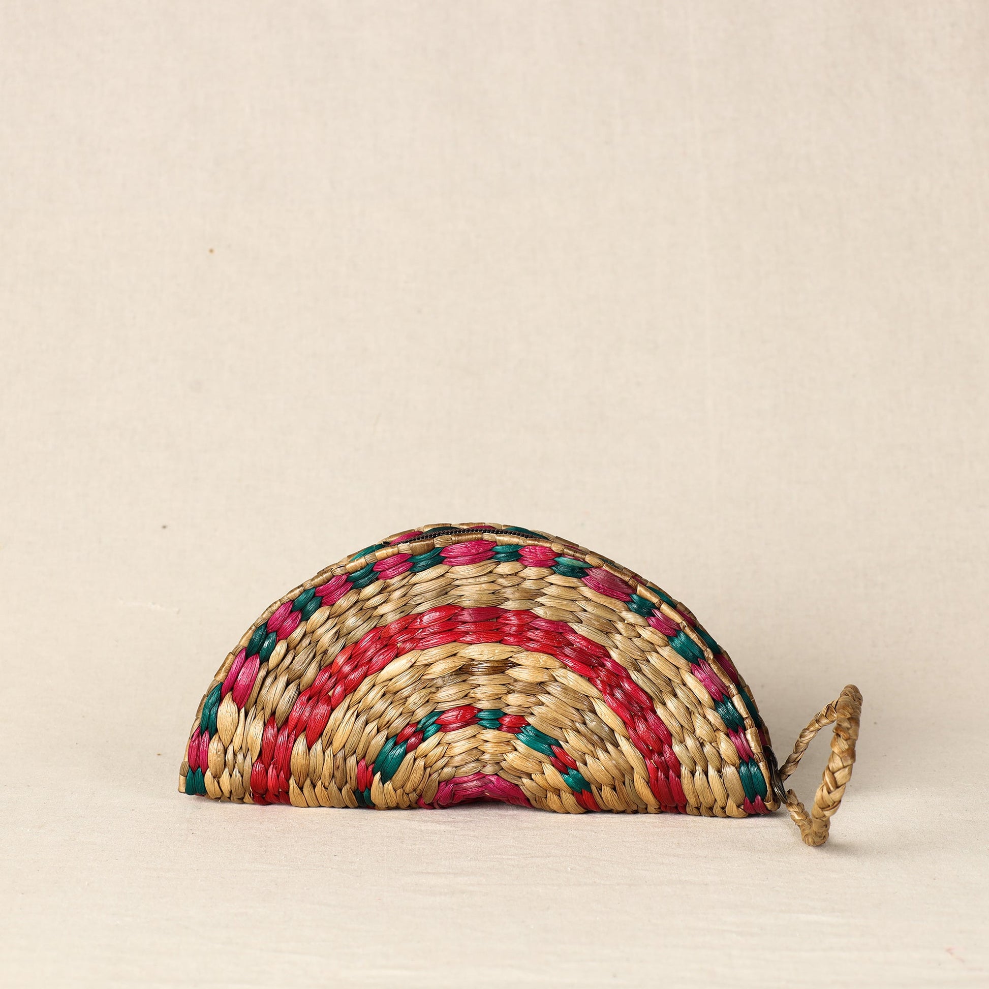 Beige - Handmade Organic Water Hyacinth Hand Purse from Assam