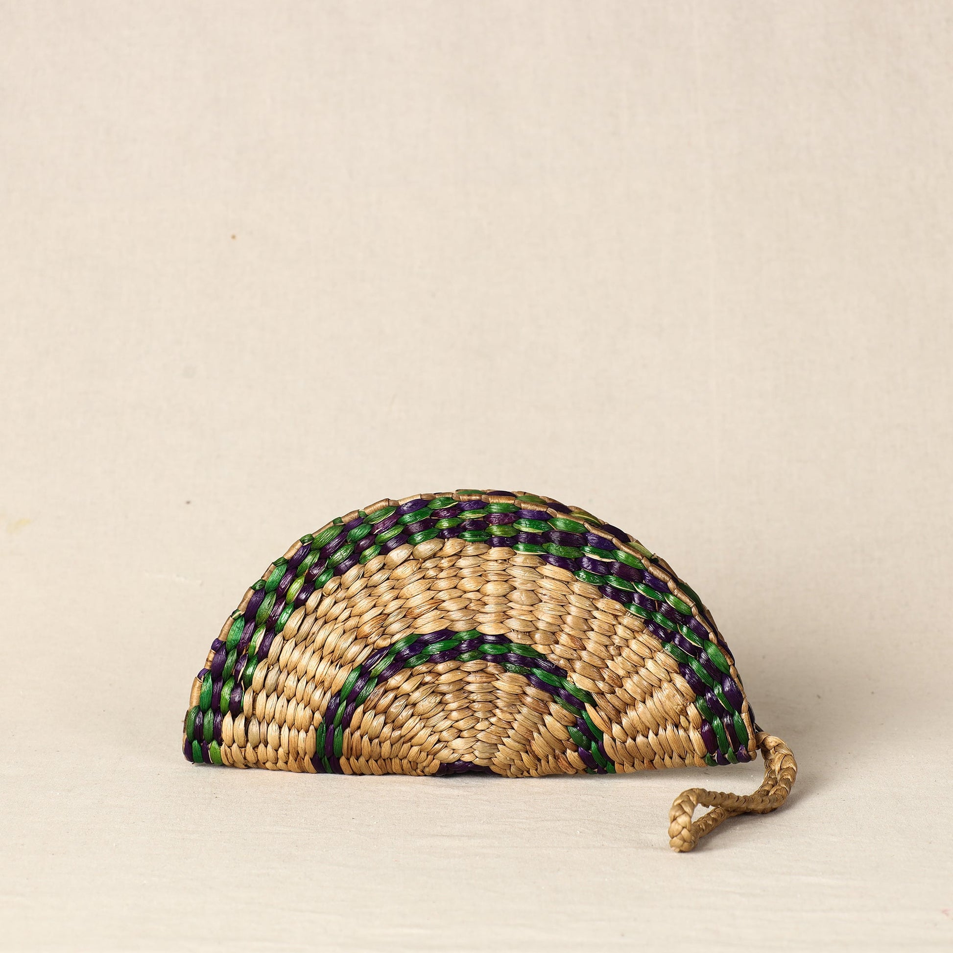 Beige - Handmade Organic Water Hyacinth Hand Purse from Assam
