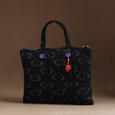 Black - Handcrafted Quilted Cotton Hand Bag  61