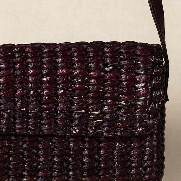 Brown - Handmade Organic Water Hyacinth Sling Bag from Assam