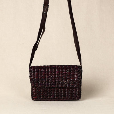 Brown - Handmade Organic Water Hyacinth Sling Bag from Assam