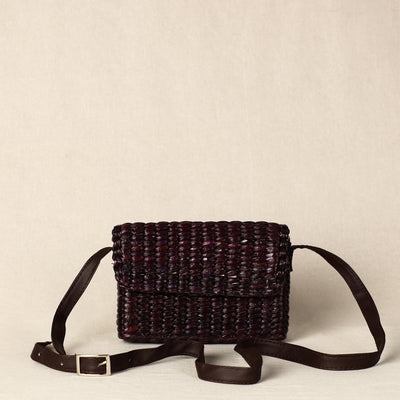 Brown - Handmade Organic Water Hyacinth Sling Bag from Assam