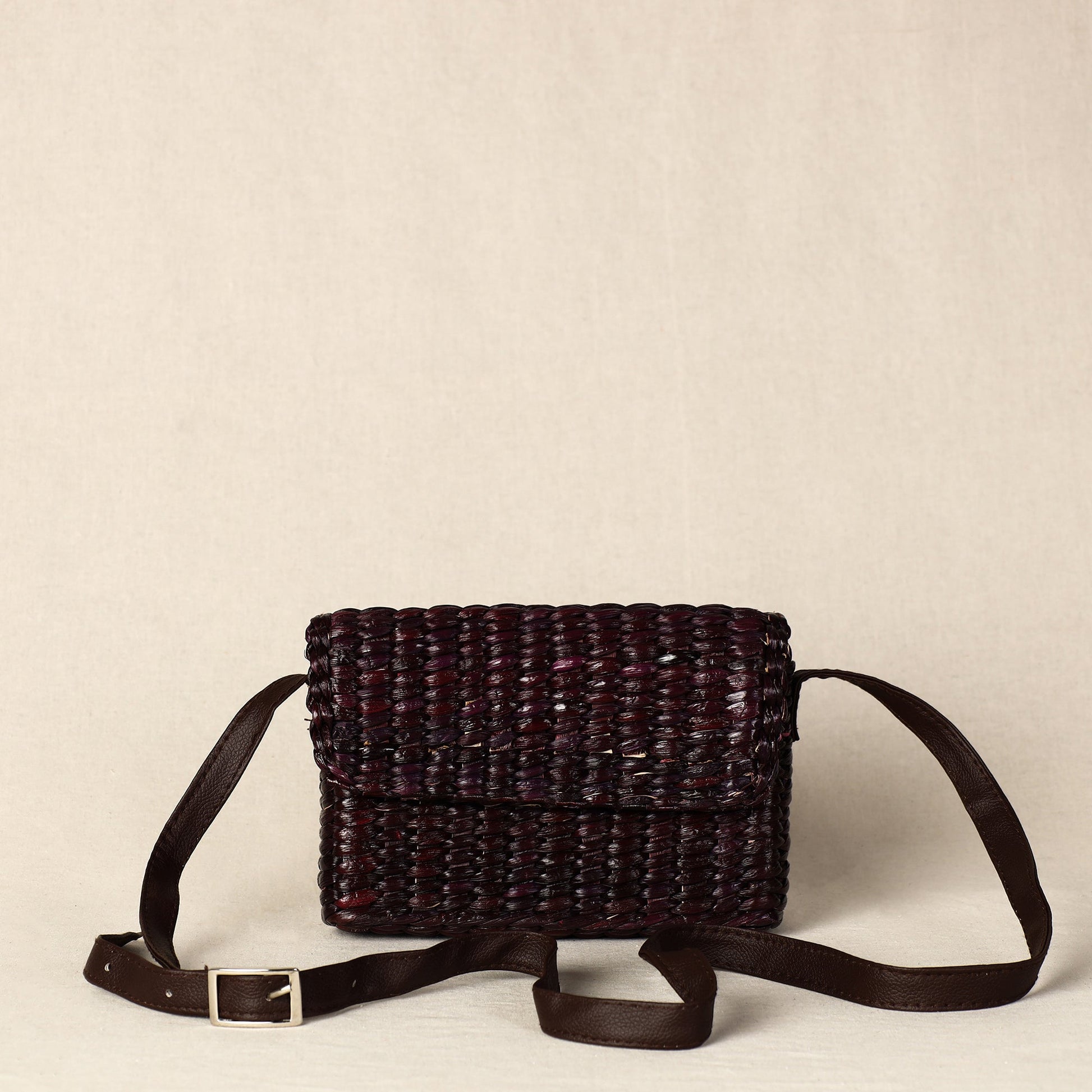 Brown - Handmade Organic Water Hyacinth Sling Bag from Assam