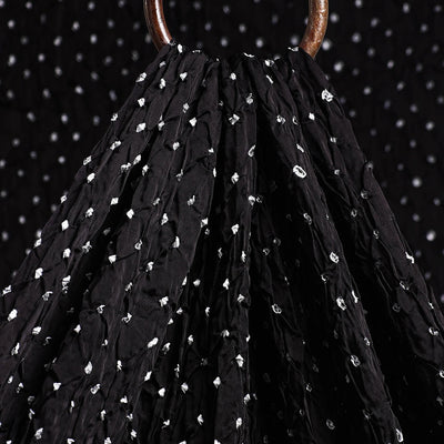 Black Kutch Bandhani Tie-Dye Modal Silk Fabric