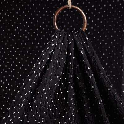 Black Kutch Bandhani Tie-Dye Modal Silk Fabric