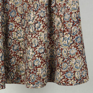 Brown - Block Printed Cotton Wrap Around Kalamkari Skirt 06