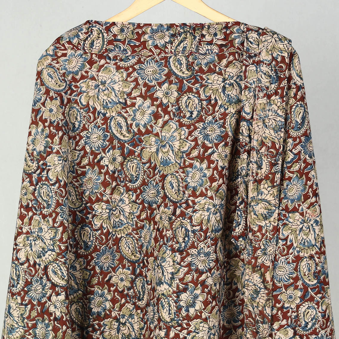Brown - Block Printed Cotton Wrap Around Kalamkari Skirt 06