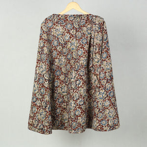Brown - Block Printed Cotton Wrap Around Kalamkari Skirt 06