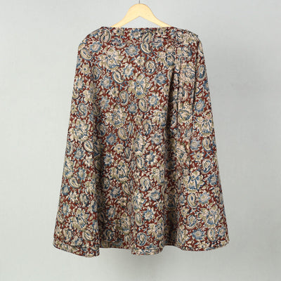 Brown - Block Printed Cotton Wrap Around Kalamkari Skirt 06