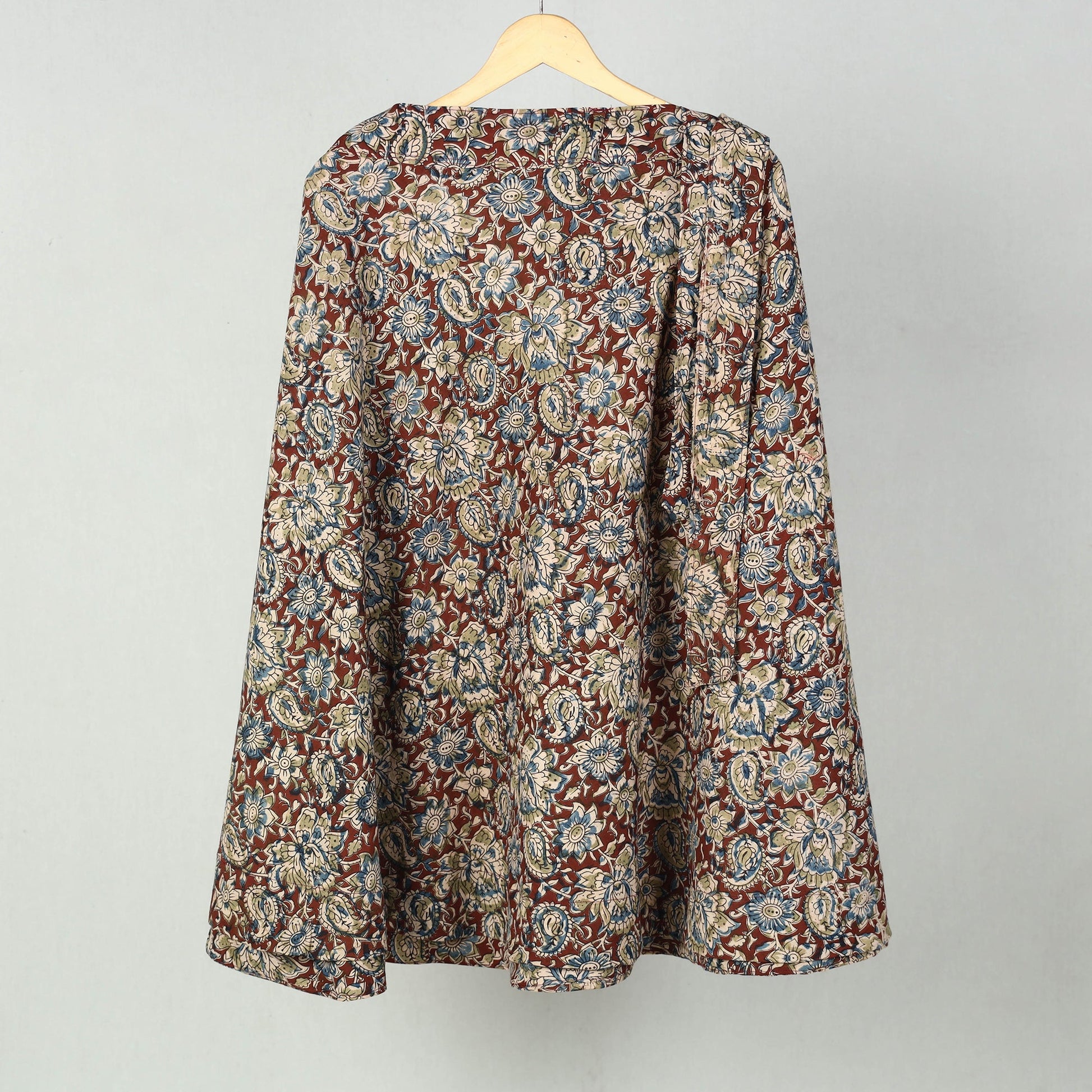 Brown - Block Printed Cotton Wrap Around Kalamkari Skirt 06