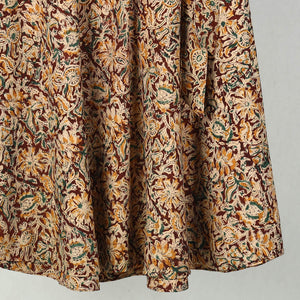 Brown - Block Printed Cotton Wrap Around Kalamkari Skirt 07