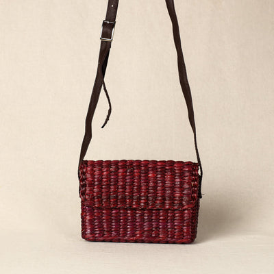 Brown - Handmade Organic Water Hyacinth Sling Bag from Assam