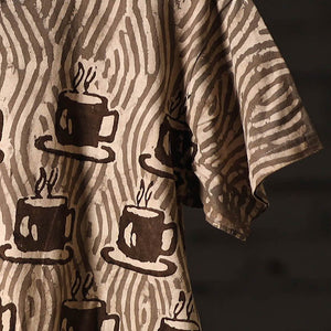 Brown - Bindaas Block Art Printed Cotton Round Neck T-shirt