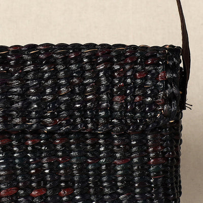 Black - Handmade Organic Water Hyacinth Sling Bag from Assam