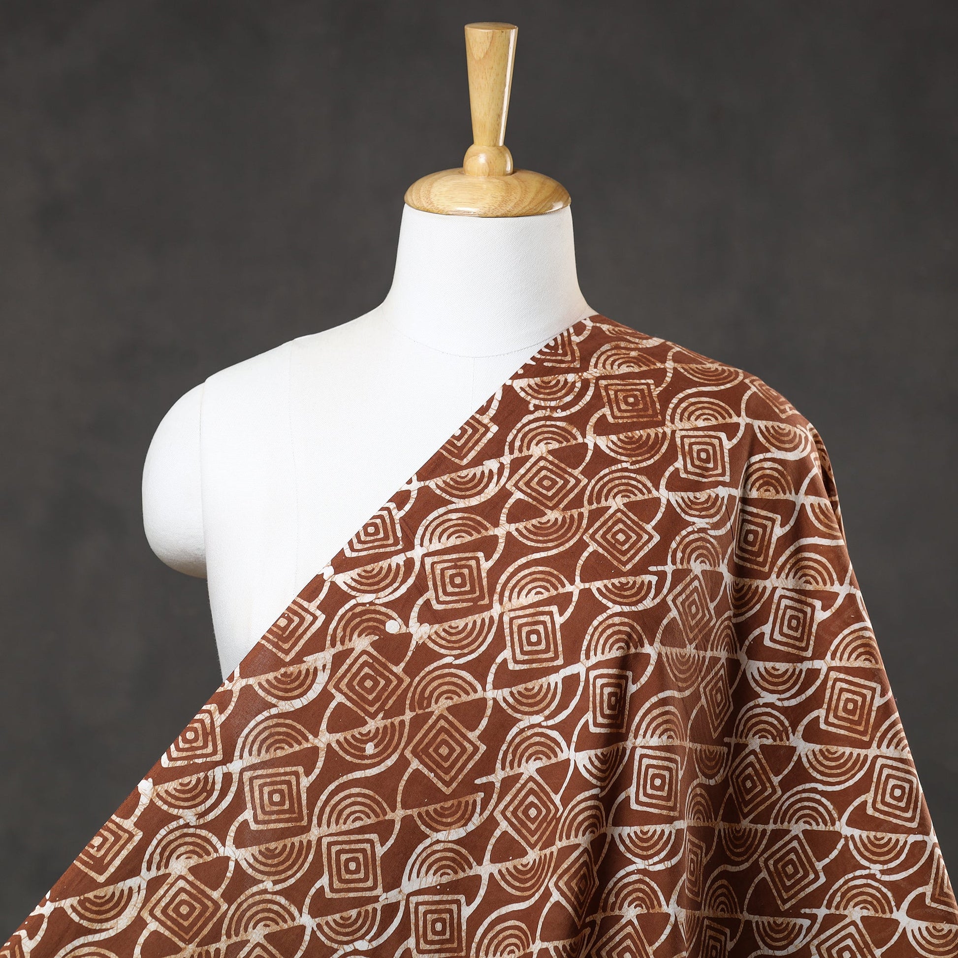 Brown - Hand Printed Cotton Batik Fabric 77