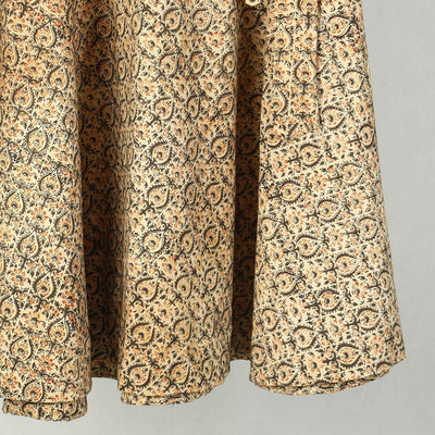 Beige - Block Printed Cotton Wrap Around Kalamkari Skirt 11