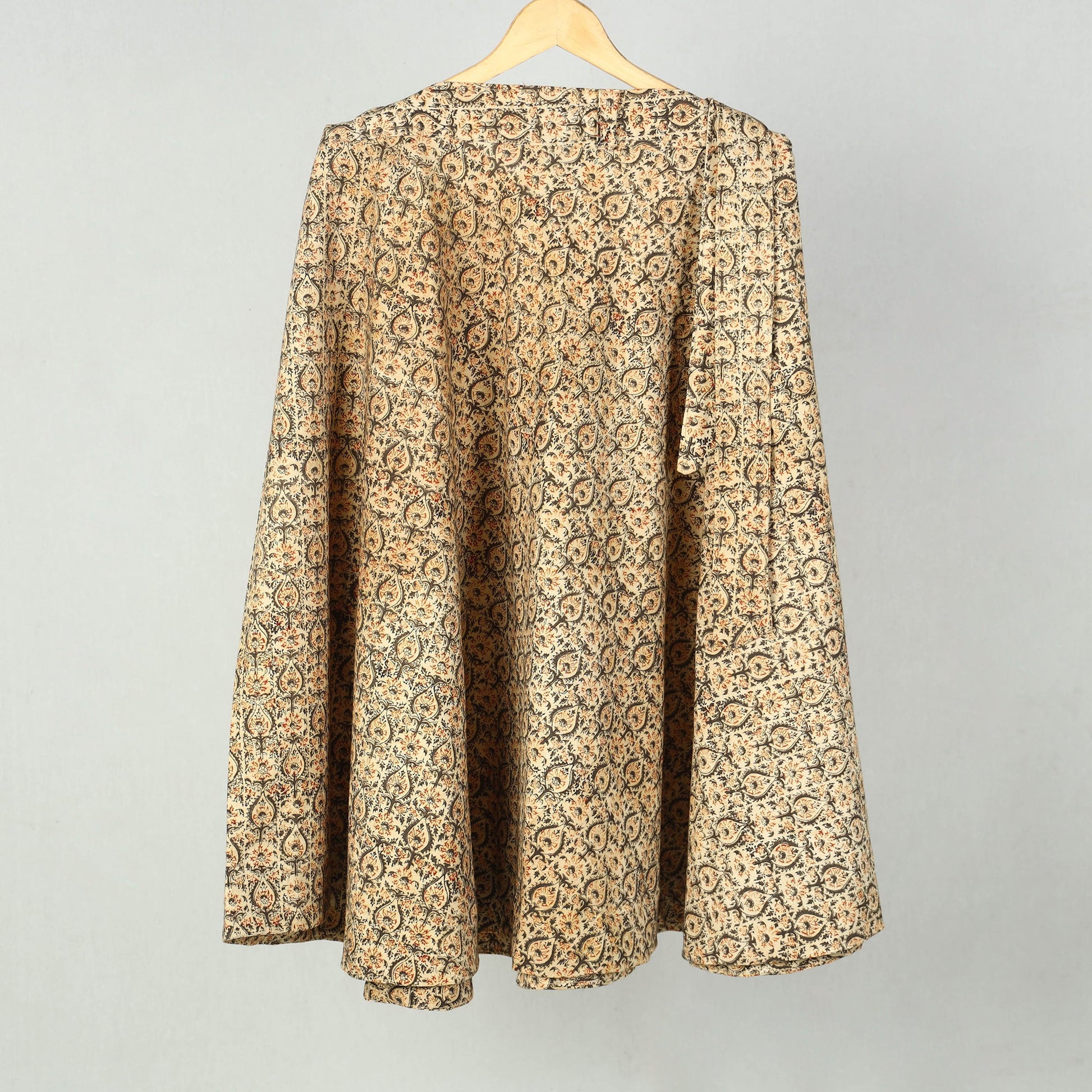 Beige - Block Printed Cotton Wrap Around Kalamkari Skirt 11
