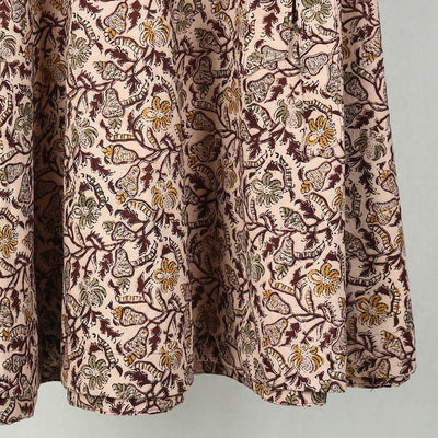 Brown - Block Printed Cotton Wrap Around Kalamkari Skirt 14