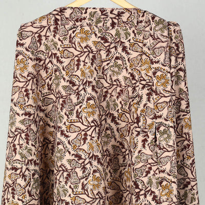 Brown - Block Printed Cotton Wrap Around Kalamkari Skirt 14
