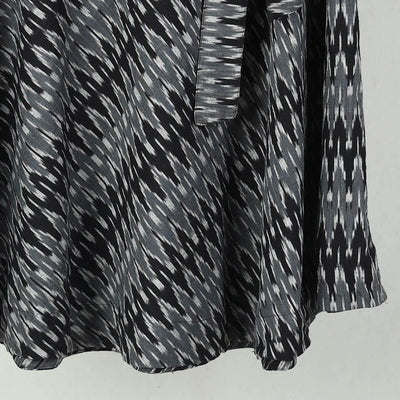 Black - Wrap Around Cotton Pochampally Ikat Skirt 01