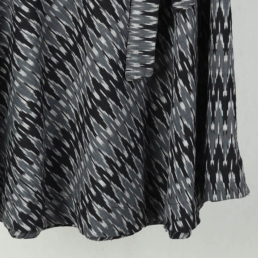 Black - Wrap Around Cotton Pochampally Ikat Skirt 01