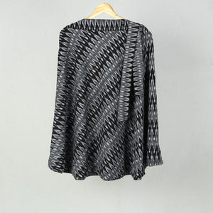 Black - Wrap Around Cotton Pochampally Ikat Skirt 01