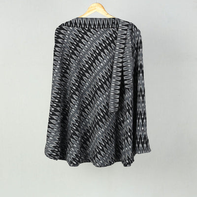 Black - Wrap Around Cotton Pochampally Ikat Skirt 01