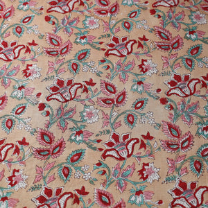 Beige - Pure Cotton Sanganeri Print Fabric 07