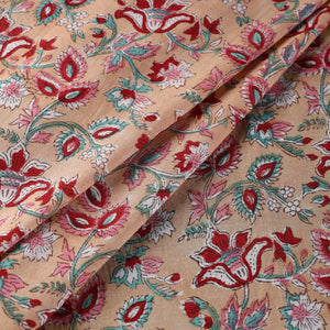 Beige - Pure Cotton Sanganeri Print Fabric 07