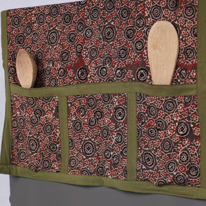 Brown - Ajrakh Block Printed Cotton Fridge Top Cover with Multiple Pockets