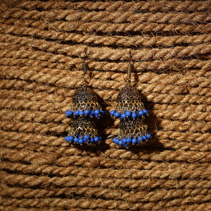 Aliya Golden Handcrafted GS Beaded Jhumki Earrings