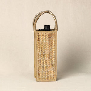 Beige - Handmade Organic Water Hyacinth Bottle Bag from Assam