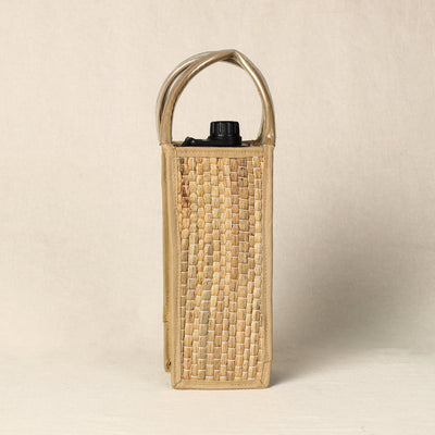 Beige - Handmade Organic Water Hyacinth Bottle Bag from Assam