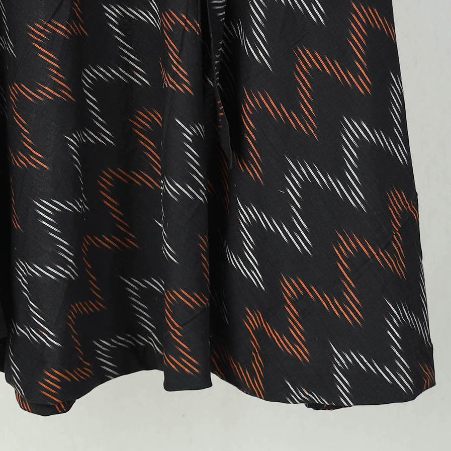 Black - Wrap Around Cotton Pochampally Ikat Skirt 12