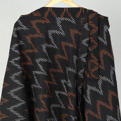 Black - Wrap Around Cotton Pochampally Ikat Skirt 12