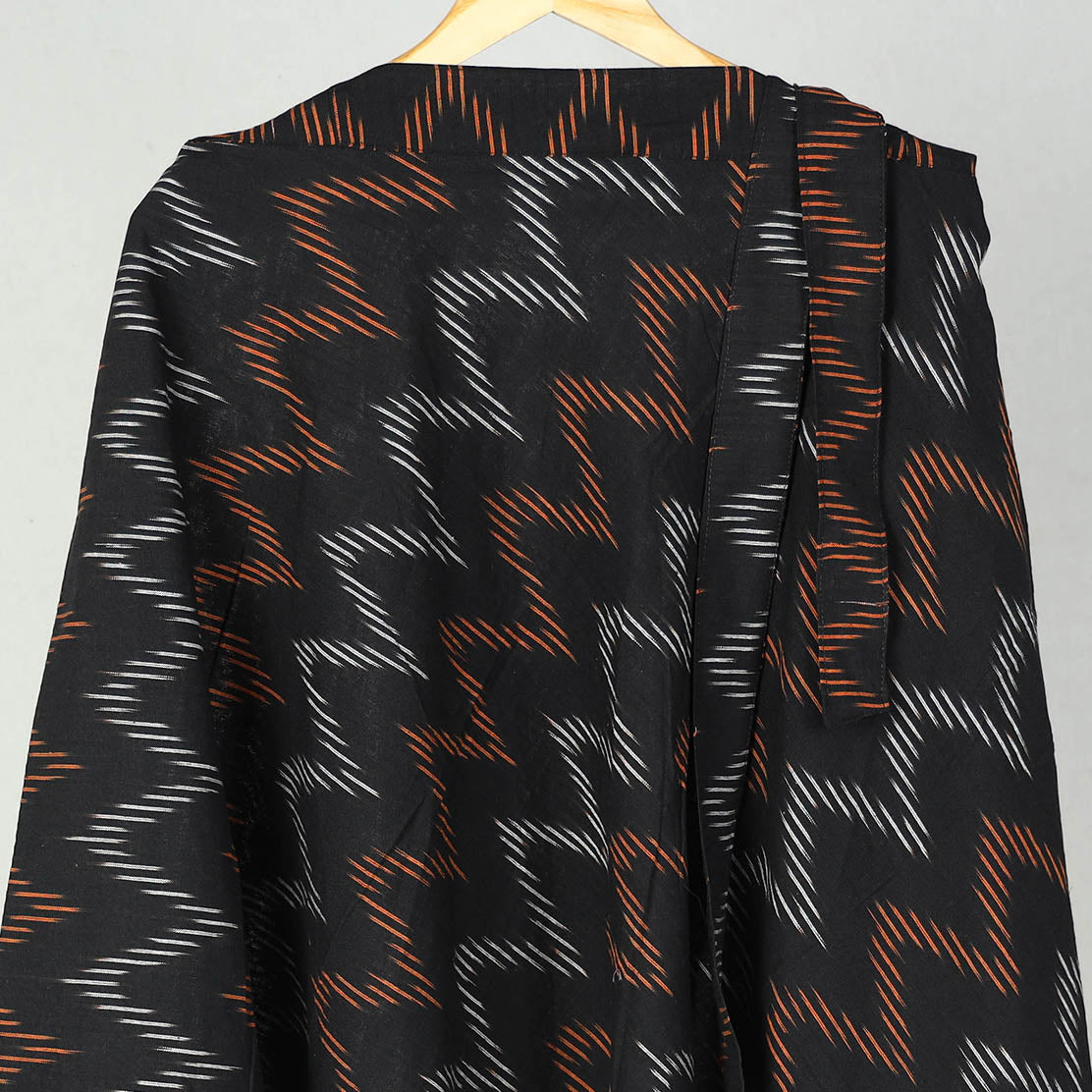Black - Wrap Around Cotton Pochampally Ikat Skirt 12