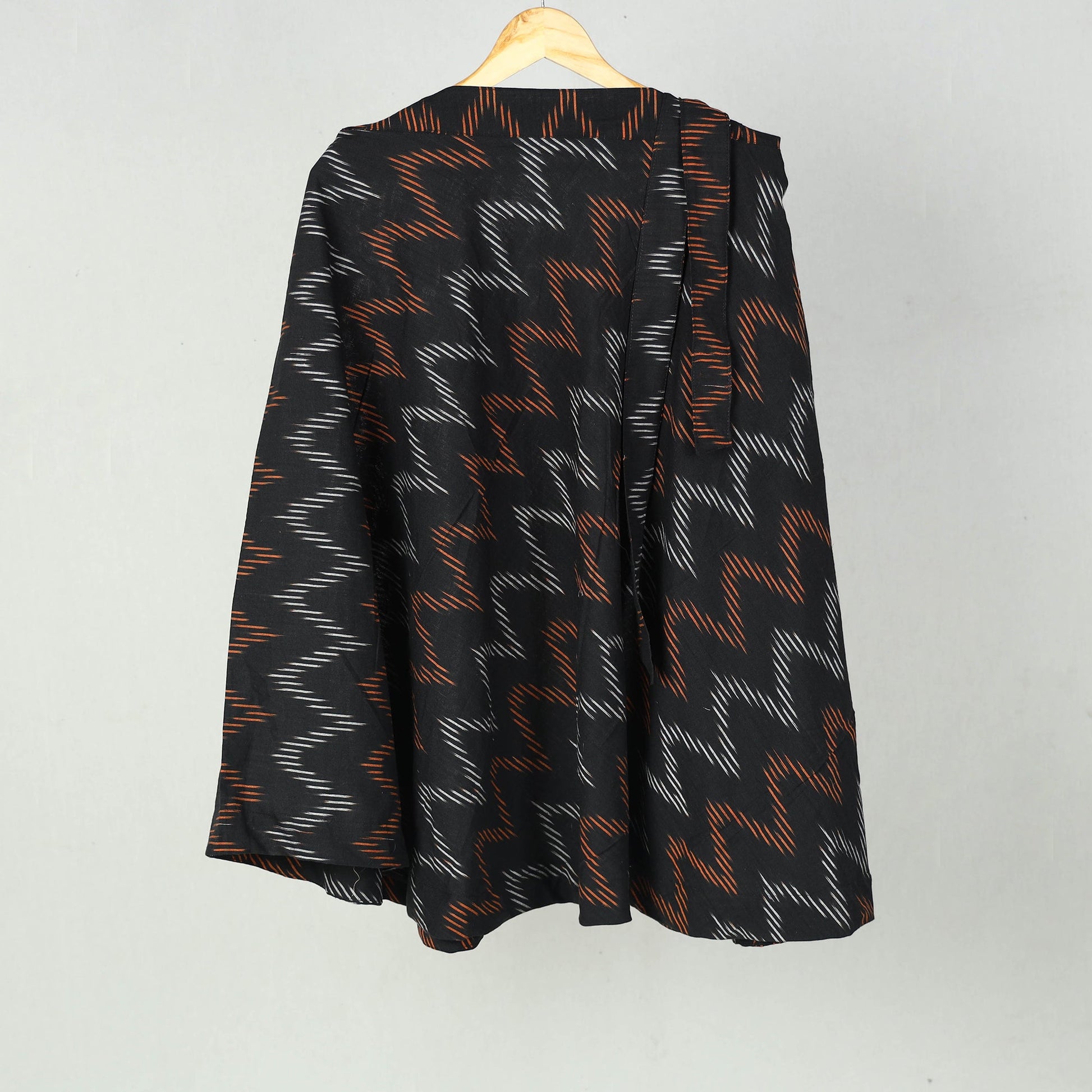 Black - Wrap Around Cotton Pochampally Ikat Skirt 12