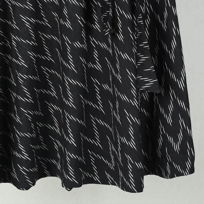 Black - Wrap Around Cotton Pochampally Ikat Skirt 14