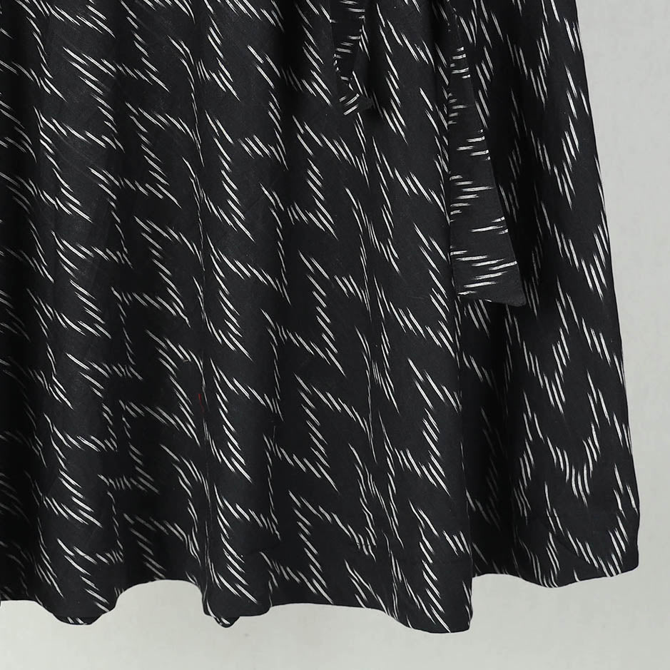 Black - Wrap Around Cotton Pochampally Ikat Skirt 14